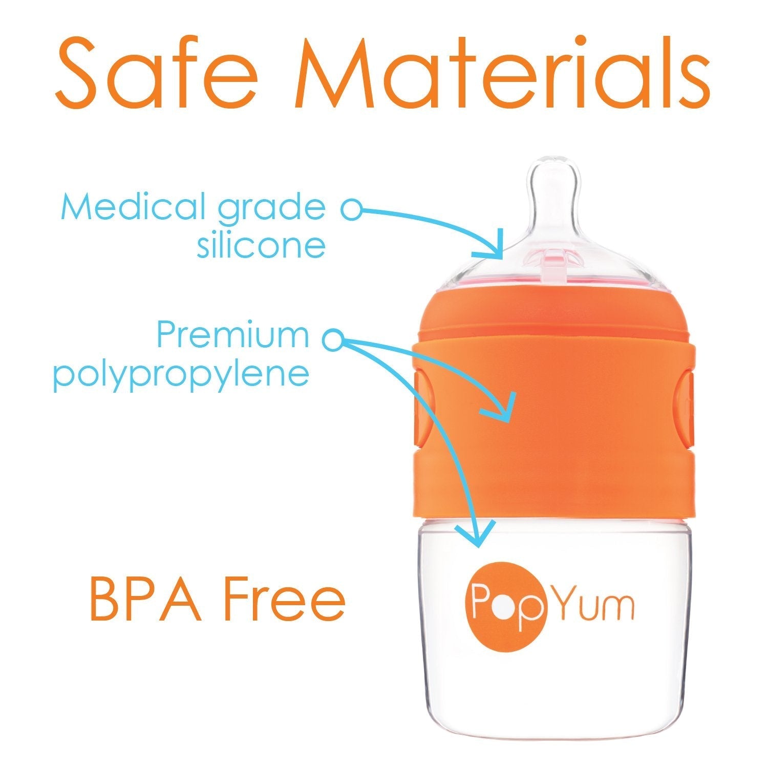 PopYum Stage 2 Medium Flow Anti-Colic Nipples, 2-Pack, 3+ Months 100% Soft Silicone Natural Latch Breast-Like Bottle Replacement Nipple